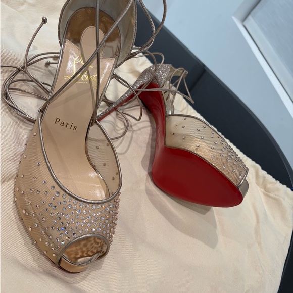 Christian Louboutin Shoes - Christian Louboutin Nude and Red Crystal Heels